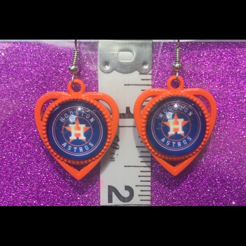 Orange Heart Houston Astros Earrings